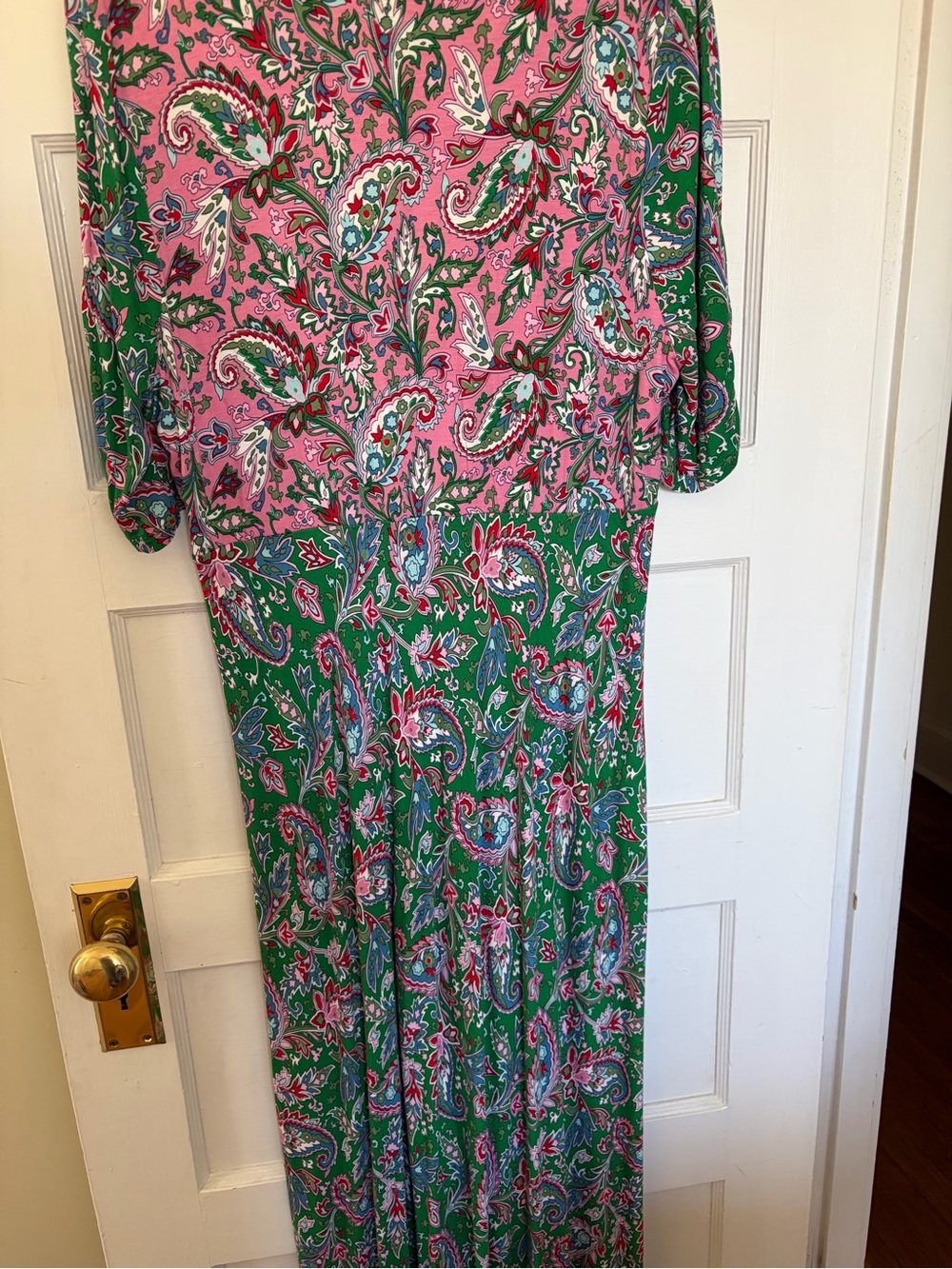 Boden Green and Pink Paisley V-Neck Midi Dress never worn - Picture 7 of 8